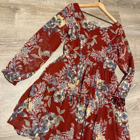 Soieblu Red Bishop Sleeve Sundress- Size M - Picture 5 of 13